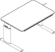 Ropox Vison table 20-60020-11, Type A, flat top, 900 x 600mm, manual height adjustable table, H2: 600-900mm