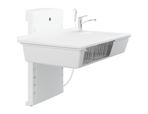 Pressalit Height adjustable changing table with sanitary appliances & 2 wire baskets R8684000, low start, wallhung, 1400mm