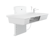 Pressalit Height adjustable changing table with sanitary appliances & 2 wire baskets R8685000, low start, wallhung, 1800mm