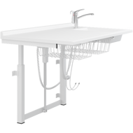 Pressalit Height adjustable changing table with sanitary appliances & 2 wire baskets R8734000, wallhung, 1400mm