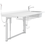 Pressalit Height adjustable changing table with sanitary appliances & 2 wire baskets R8735000, wallhung, 1800mm