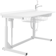Pressalit Height adjustable changing table with sanitary appliances & 2 wire baskets R8655000, freestanding, 1800mm