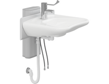 Pressalit PLUS wash basin bracket,  gas-assisted height adjustable and MATRIX CURVE wash basin bundle PKG-0002