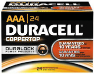 Duracell Coppertop Alkaline Battery AAA Cell 1.5V Disposable 24 Pack MN2400BKD Case/144