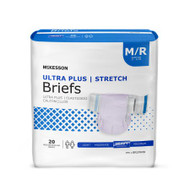 Adult Incontinent Brief McKesson Ultra Plus Stretch Tab Closure Medium Disposable Heavy Absorbency BRSTRMR Bag/1