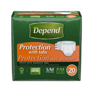Adult Incontinent Brief Depend Tab Closure Small / Medium Disposable Heavy Absorbency 35456 Case/60
