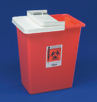 Multi-purpose Sharps Container SharpSafety 1-Piece 17.75H X 11W X 15.5D Inch 8 Gallon Red Base Sliding Lid 8980S Case/10