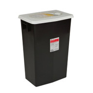 RCRA Waste Container SharpSafety 26 H X 12.75 D X 18.25 W Inch 18 Gallon Black Base White Lid Vertical Entry Sliding Lid 8618RC Each/1