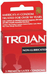 Condom Trojan Non-Lubricated 3 per Box 1129857 Box/3