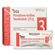Impregnated Swabstick PDI 3 Pack Individual Packet 10% Povidone-Iodine S41125 Box/25