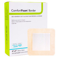 Silicone Foam Dressing ComfortFoam Border 4 X 4 Inch Square Adhesive with Border Sterile 00317E Box/10