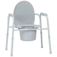 Commode Chair McKesson Fixed Arm Steel Frame Steel Back Bar / Removable / Seat Lid Back 16 to 21.75 Inch 146-11105N-4 Case/4