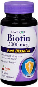 Biotin Supplement Natrol 5000 mcg Strength Tablet 90 per Bottle Cherry 2027266 Bottle/1