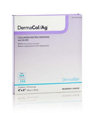 Collagen Dressing with Silver Matrix DermaCol/Ag Collagen/Sodium Alginate/Carboxyl Methylcellulose/EDTA/Silver Chloride 4 X 4 Inch 00503E Box/10