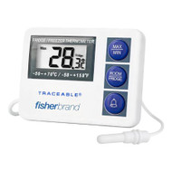 Digital Refrigerator / Freezer Thermometer with Alarm Fisherbrand Fahrenheit / Celsius -58 to 158 F -50 to 70 C External Probe Flip-out Stand / Wall Mount Battery Operated 050302-B Each/1