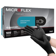 Exam Glove MICROFLEX MidKnight Touch 93-733 Small NonSterile Nitrile Standard Cuff Length Textured Fingertips Black Chemo Tested 133700 Box/100