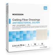 McKesson Silver Gelling Fiber Dressing, 4 x 4-3/4 Inch
