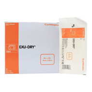 Super Absorbent Dressing EXU-DRY Anti-Shear 3 X 4 Inch Polyethylene / Rayon / Cellulose Rectangle Sterile