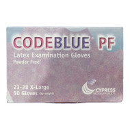 CodeBlue® PF Latex Extended Cuff Length Exam Glove, Extra Large, Blue
