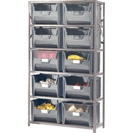 CF056 Shelving (w/10 GREY plastic bins) 42"Wx18"Dx76"H
