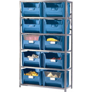CF057 Shelving (w/10 BLUE plastic bins) 42"Wx18"Dx76"H