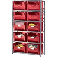 CF066 Shelving (w/10 RED plastic bins)  42"Wx18"Dx76"H