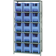 CF260 Shelving (w/15 BLUE plastic bins) 36"Wx18"Dx76"H