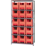 CD590 Shelving (w/15 RED plastic bins) 36"Wx18"Dx76"H