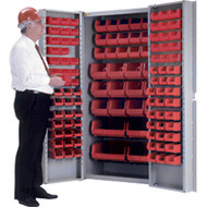 CB444 Storage Cabinets Red bins38"Wx24"Dx72"H