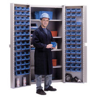 CB446 Storage Cabinets Blue bins38"Wx24"Dx72"H