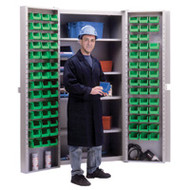CB693 Storage Cabinets Green bins38"Wx24"Dx72"H