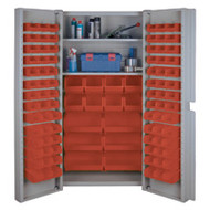 CF356 Storage Cabinets Red bins38"Wx24"Dx72"H