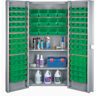 CF374 Storage Cabinets Green bins38"Wx24"Dx72"H