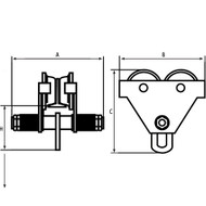LS555 Plain Adj Trolleys 10,000-lb cap