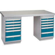 FG411 Workbenches (steel-wood fill tops) 24"Wx60"Lx34"H