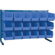CB154 LOUVERED Bench Racks/BLUE bins 5 1/2"W x 10 7/8"D x 5"H