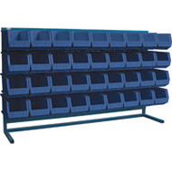 CB184 LOUVERED Bench Racks/BLUE bins 8 1/4"W x 14 3/8"D x 7"H