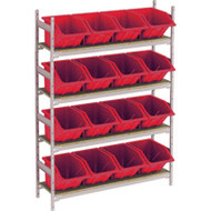 RL980 Shelving (w/16 RED plastic bins)  66"Wx18"Dx72"H