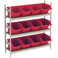 RL984 Shelving (w/12 RED plastic bins)  66"Wx18"Dx60"H