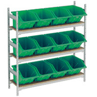 RL986 Shelving (w/12 GREEN plastic bins)  66"Wx18"Dx60"H