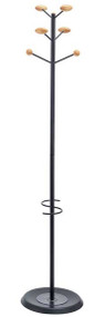 231-305  Steel and Beech Coat Tree with Umbrella Stand - Multiple Color Combinations