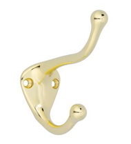 Steel Double Prong Hook 232-580BB- Bright Brass Finish