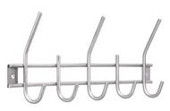 Steel Eight Prong Coat Hook Rail 241-759 - Brushed Stainless Steel Finish
