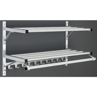 Aluminum Wall-Mounted Coat Rack with Hanger Bar, Hook Rail and Two Storage Shelves 178-903 - Multiple Sizes - Free Shipping