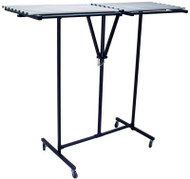 Double Sided Steel Folding Rolling Coat Rack with Hanger Bar and Storage Shelf - 72 Coat Capacity 150-830