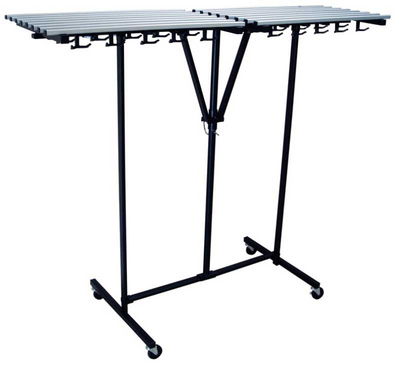 Double Sided Steel Folding Rolling Coat Hook Rack with Double Hooks and