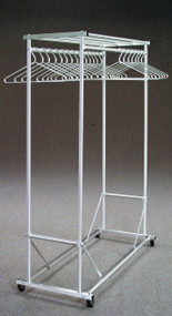 Rolling Aluminum Coat Rack with Double Hanger Bar and Storage Shelf  179-240 - 2 Sizes