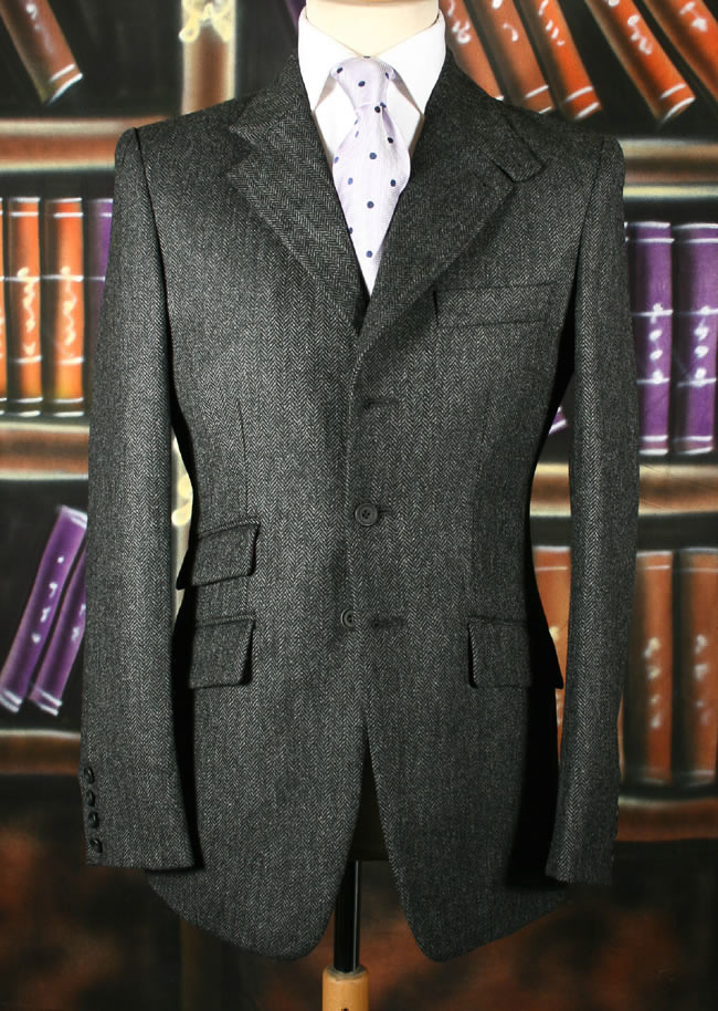 dark grey tweed suit