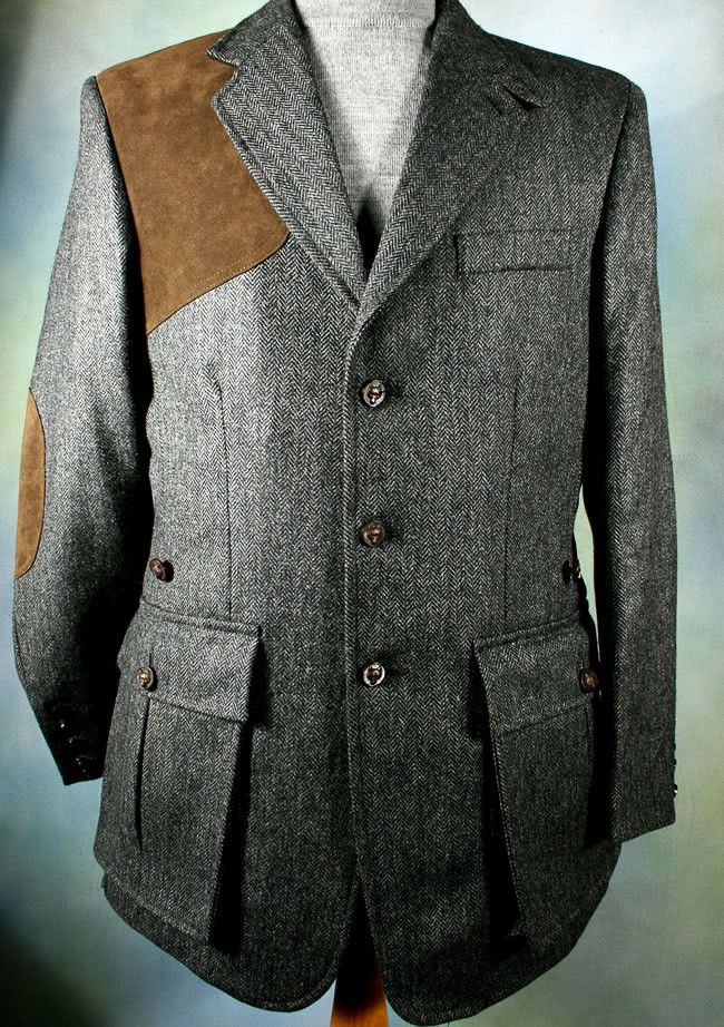 Mid Grey Herringbone Shooting Jacket