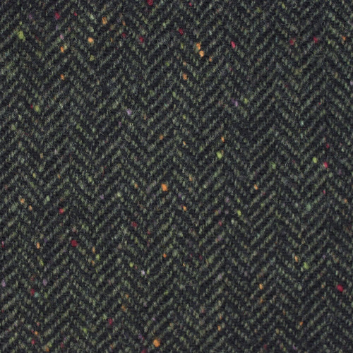 Black Evergreen Herringbone Donegal Tweed